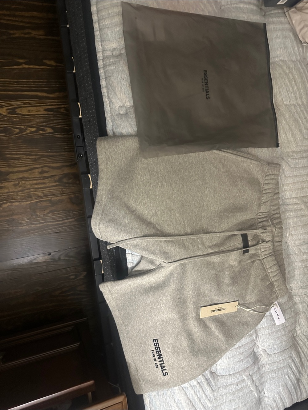 Essentials Light Gray Fleece Sweat Shorts with Logo